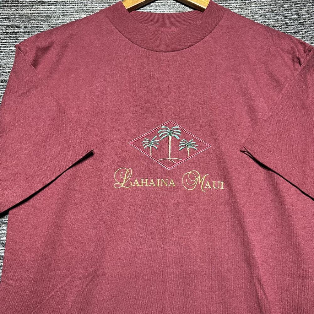 Lahaina Maui Shirt Men's M Maroon Vintage Single Stitch Embroidered Murina